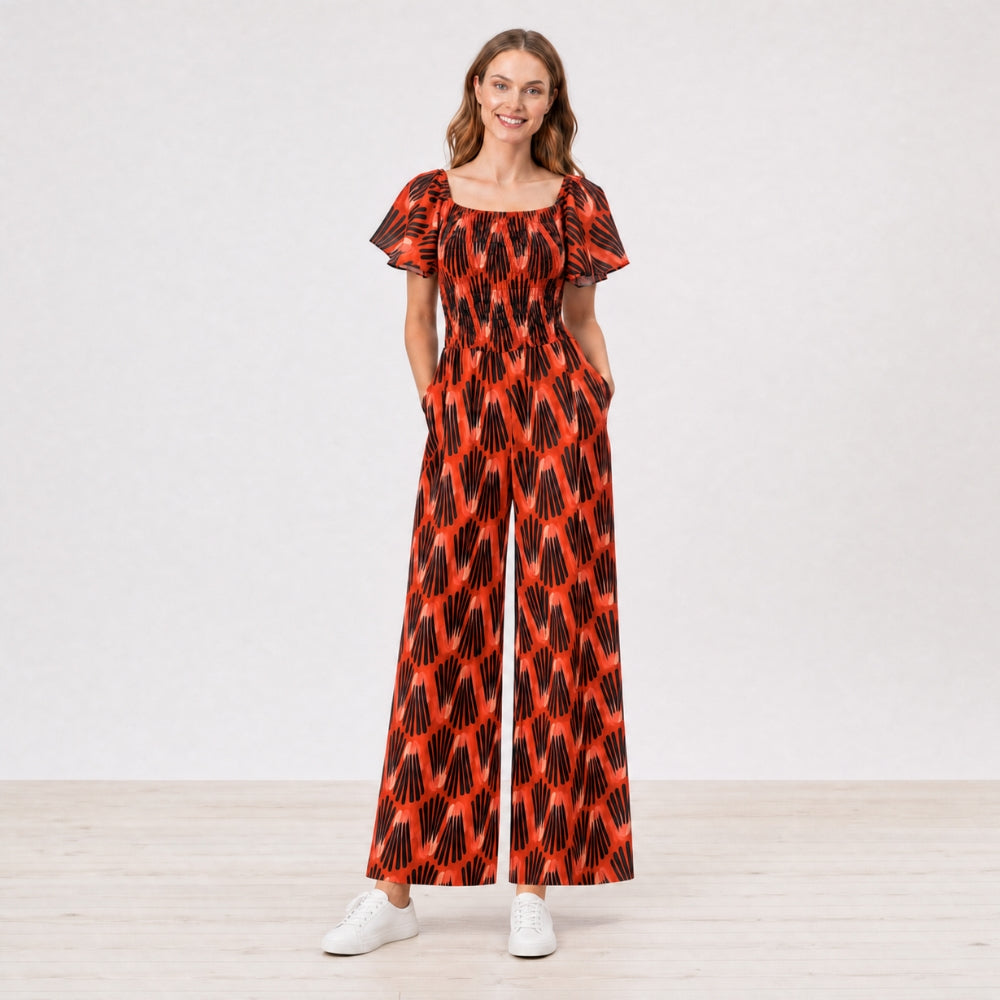 Ivan Jumpsuit Abstract Saffron