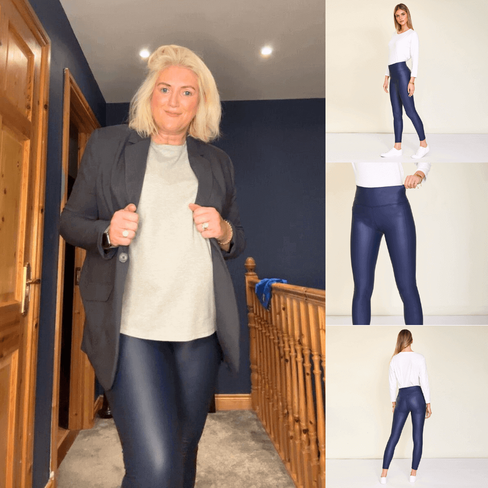 Wet Look PU Leggings (Navy)