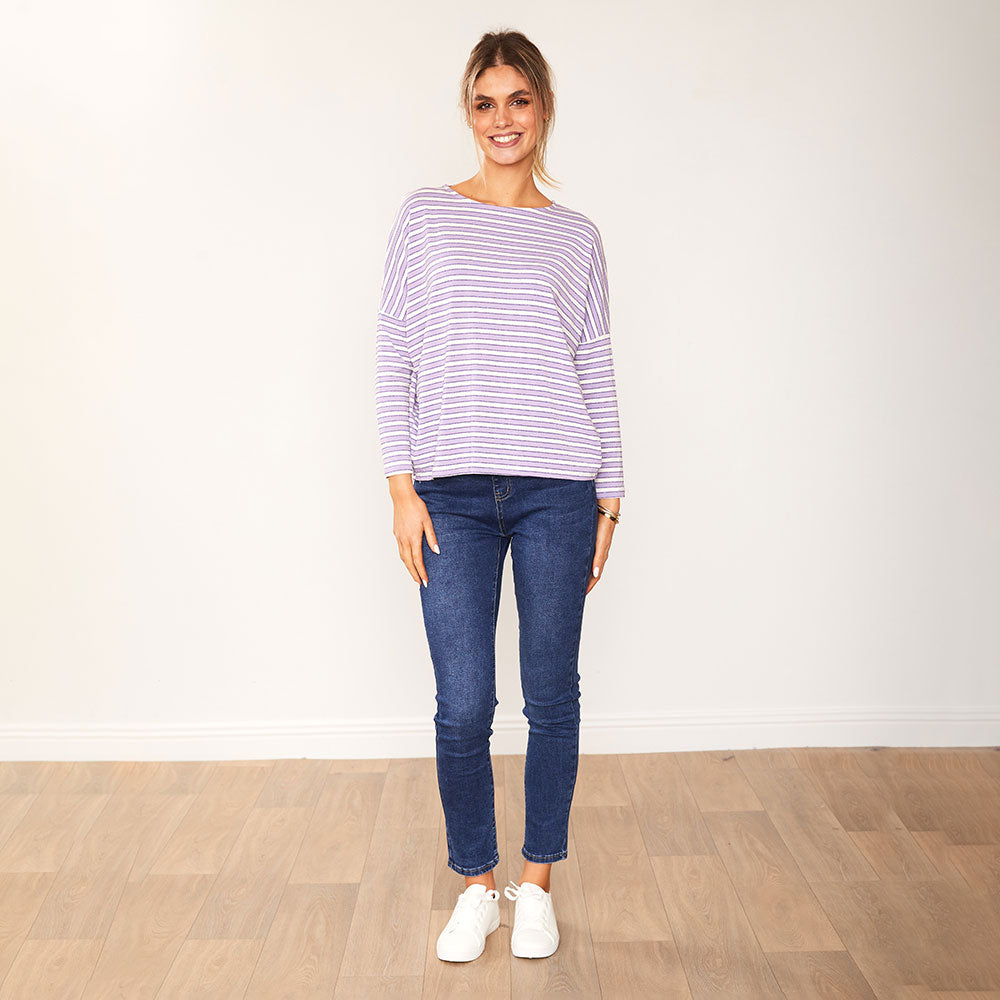 Mindy top ( Lilac Stripe)