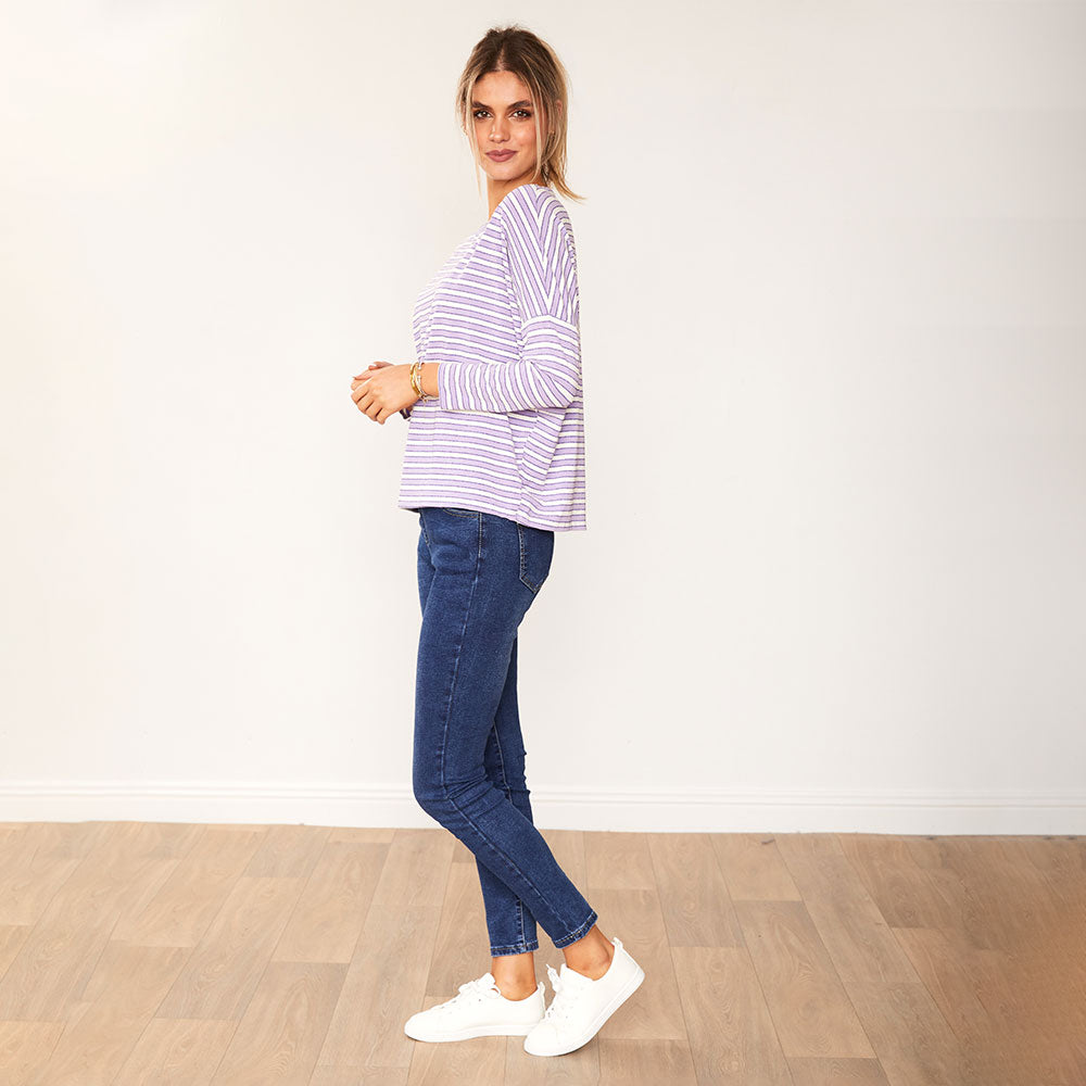 Mindy top ( Lilac Stripe)