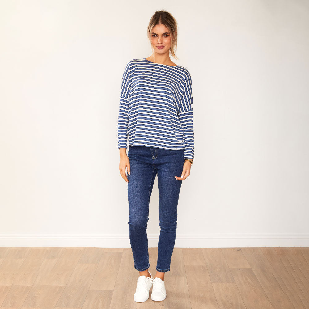 Laurel Top (Navy stripe)