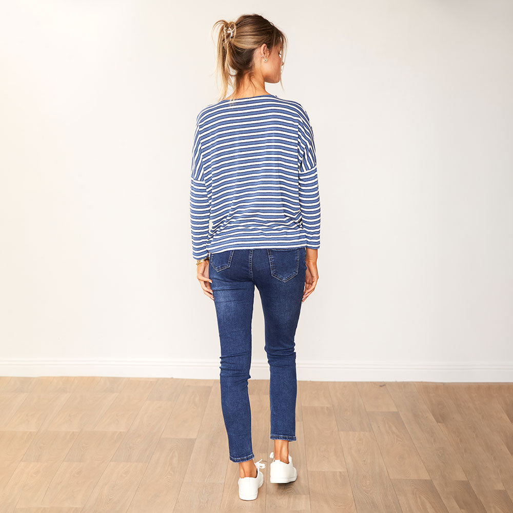 Laurel Top (Navy stripe)