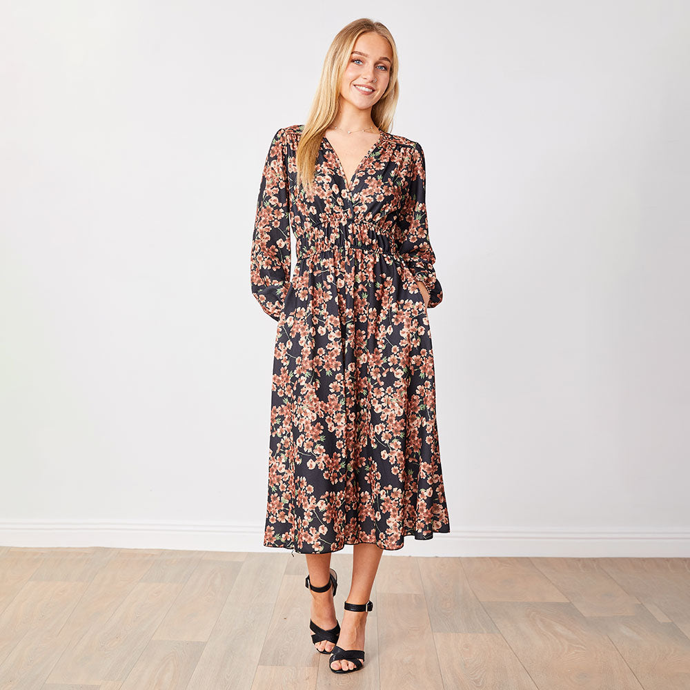 Gina Dress (Black Floral)