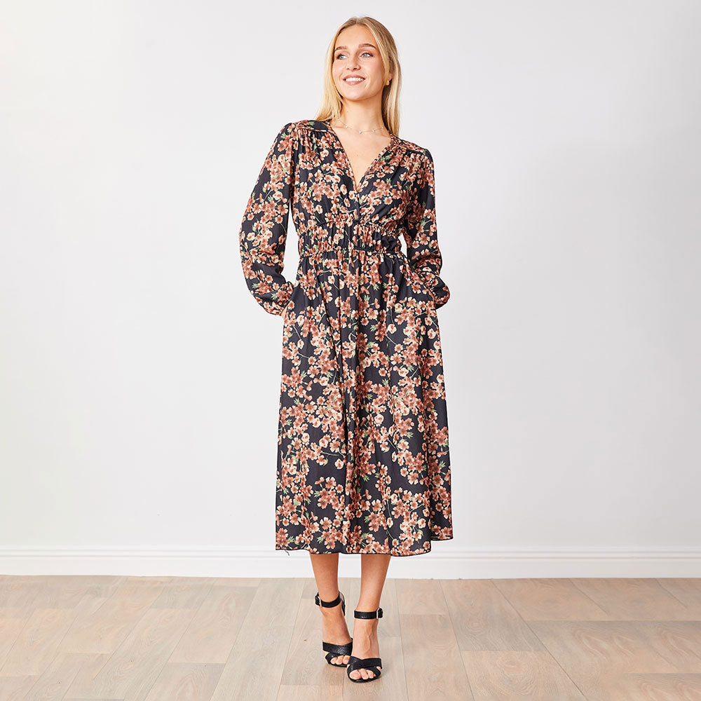 Gina Dress (Black Floral)