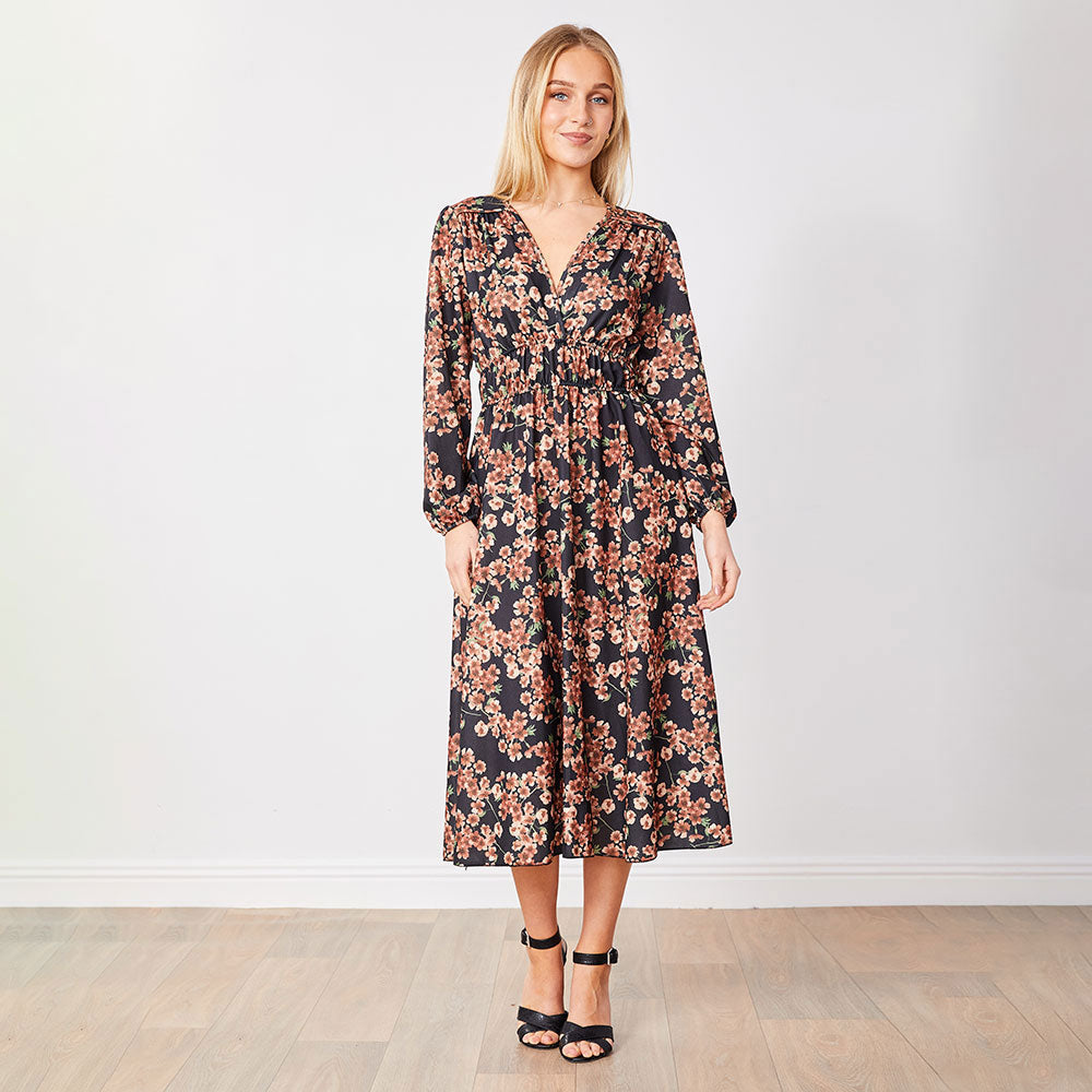 Gina Dress (Black Floral)