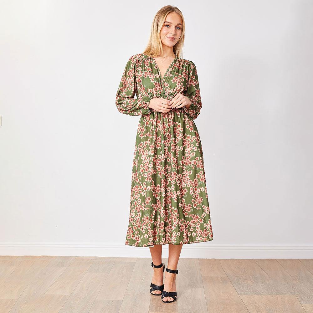 Gina Dress (Olive Floral)