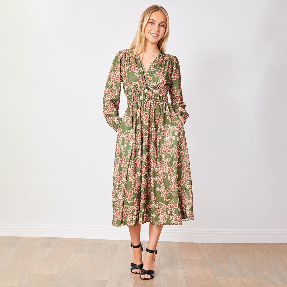 Gina Dress (Olive Floral)