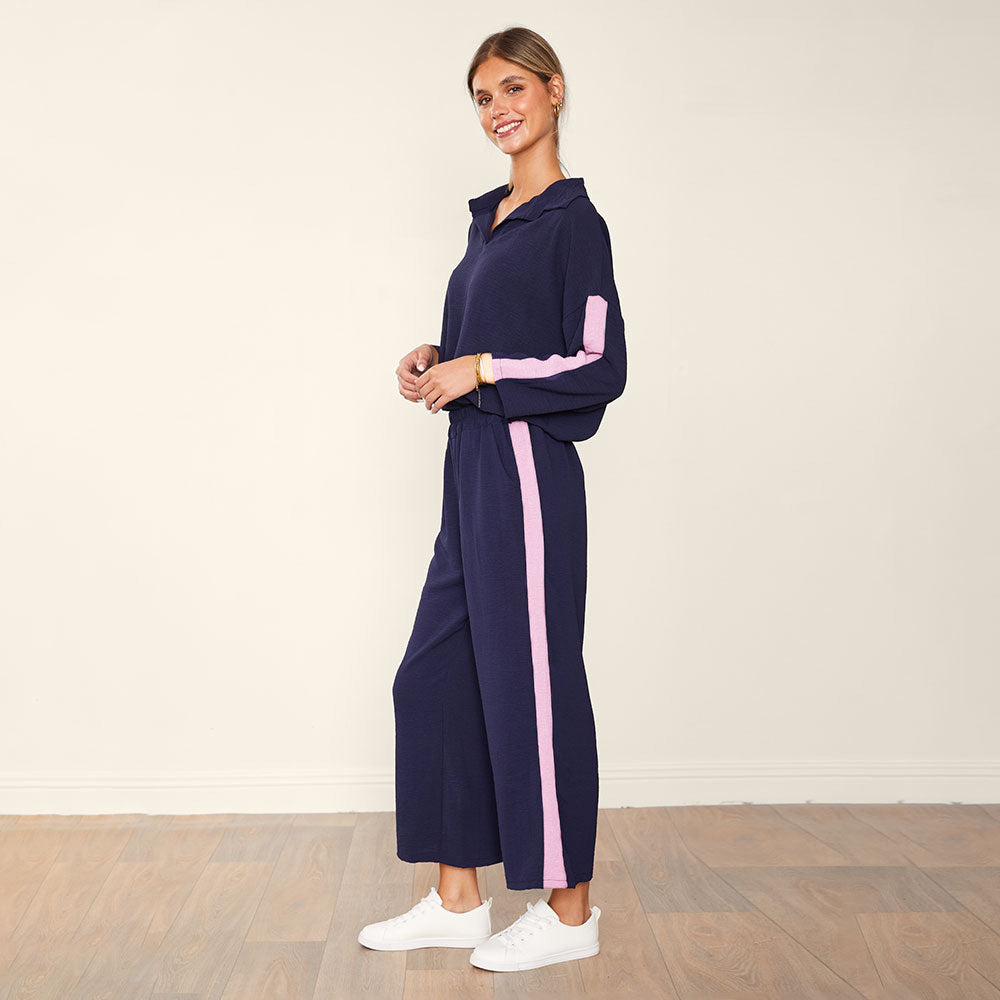 Clara Co-Ord (Navy & Baby Pink)