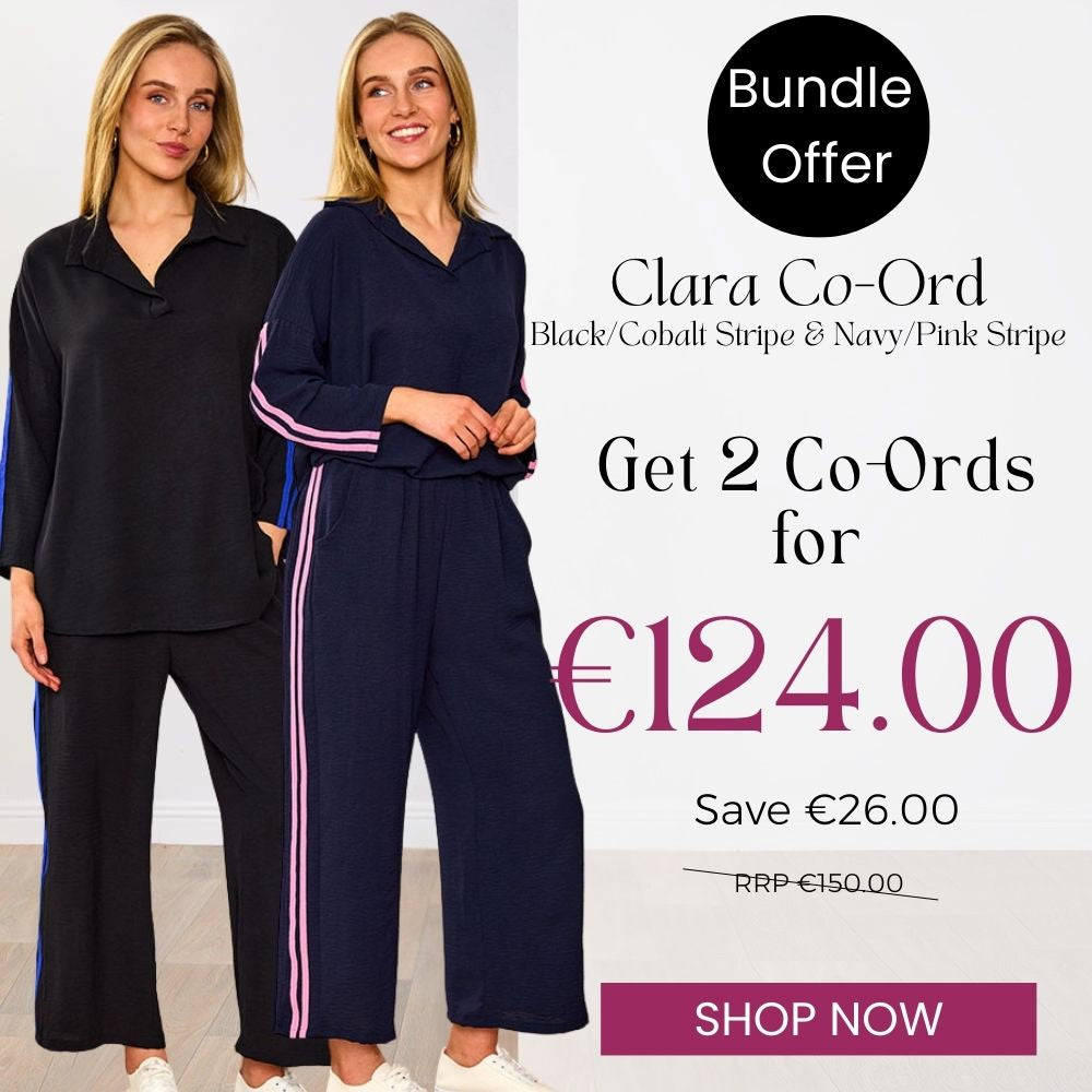 Clara Co-Ord (Black/Cobalt Stripe) & (Navy/Pink Stripe) for €124.00