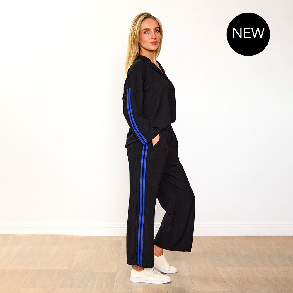 Clara Co-Ord (Black/Cobalt Stripe)