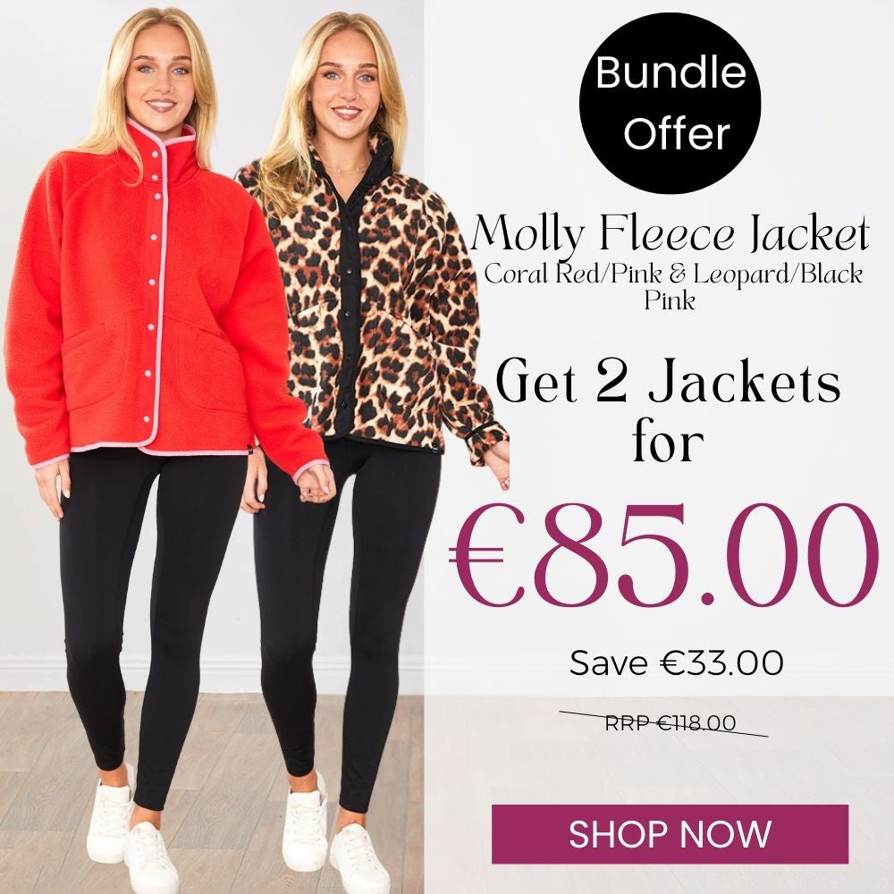 Molly Fleece Jacket (Leopard/Black Trim x Black/Neon Pink Trim) 2 for €85.00!