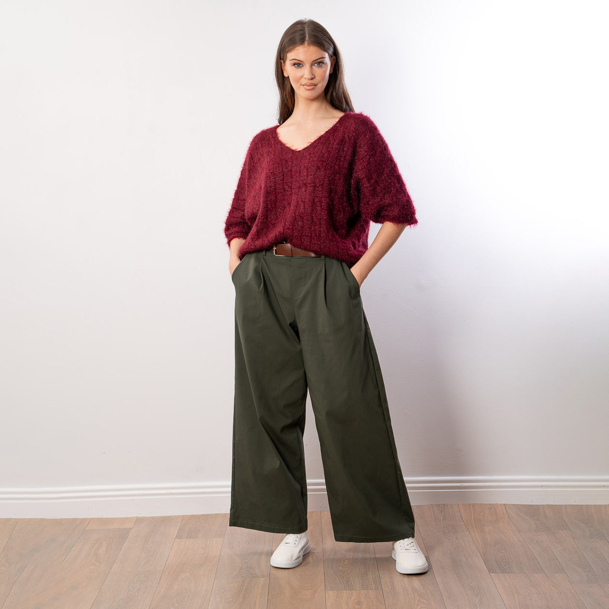 Anna V Neck Top (Wine)