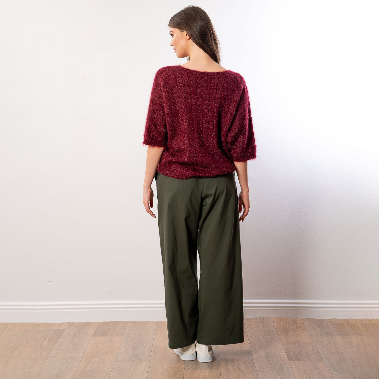 Anna V Neck Top (Wine)