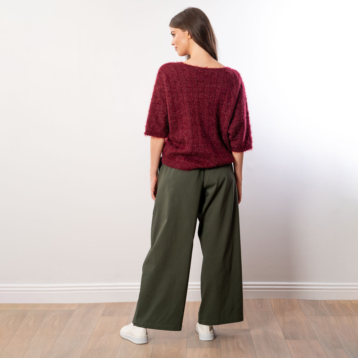 Anna V Neck Top (Wine)