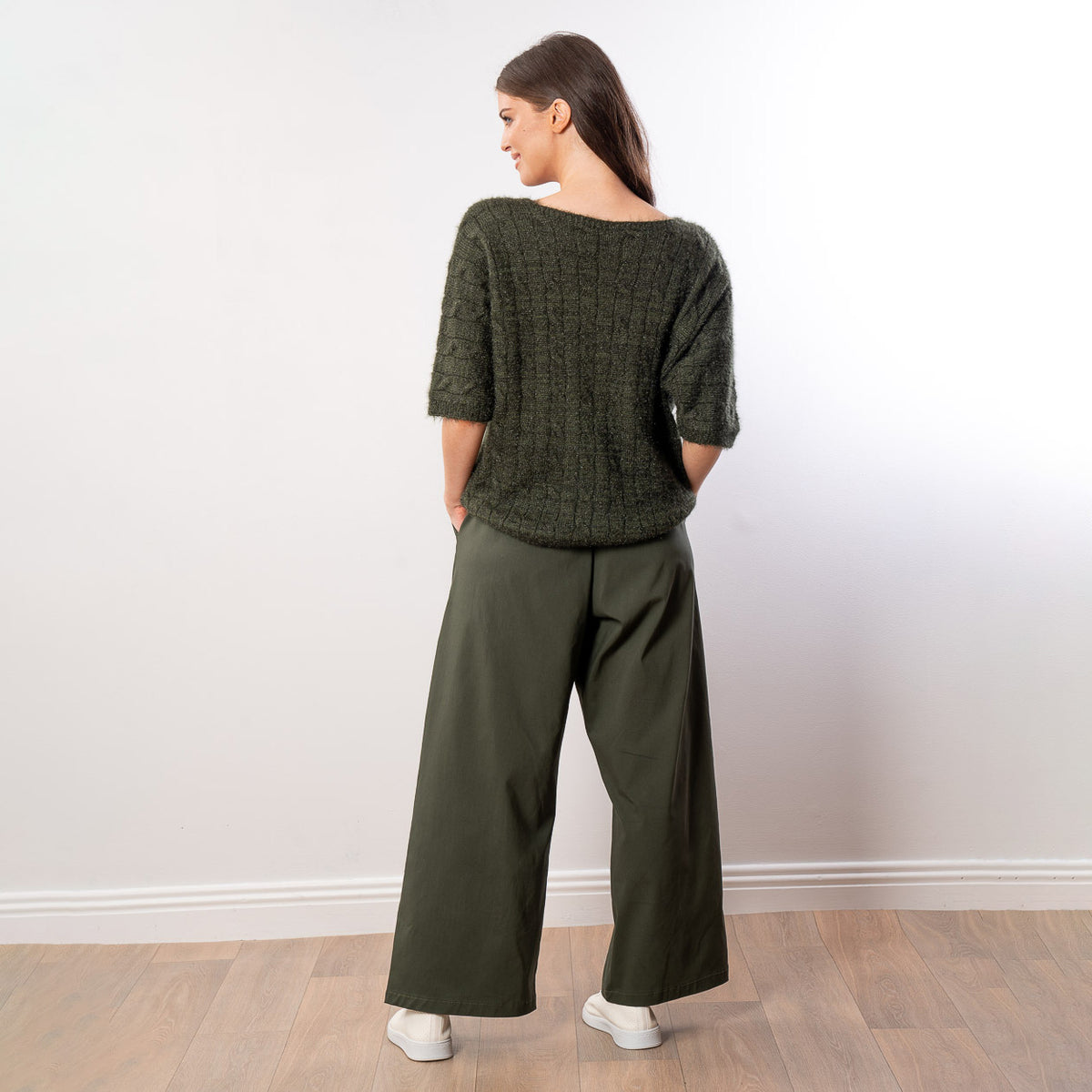Anna V Neck Top (Khaki)