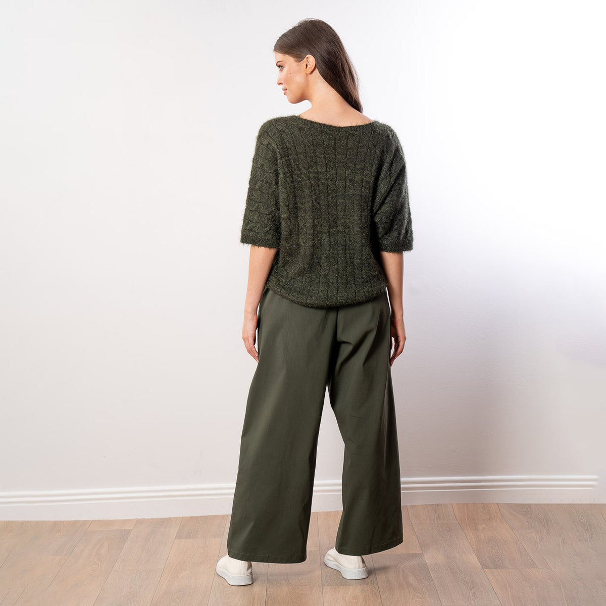 Anna V Neck Top (Khaki)