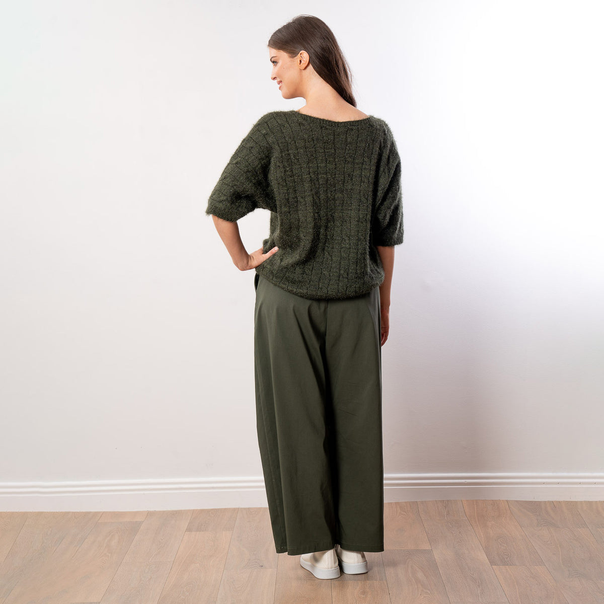 Anna V Neck Top (Khaki)