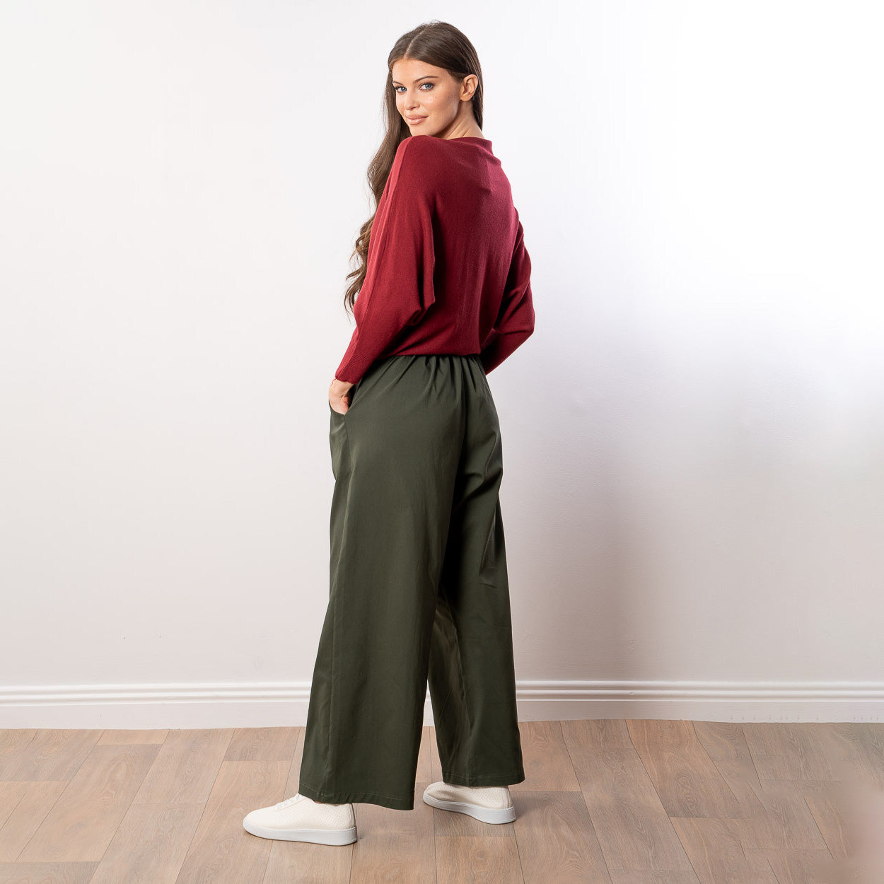 Mariah Batwing Fine Knit Top (Wine)