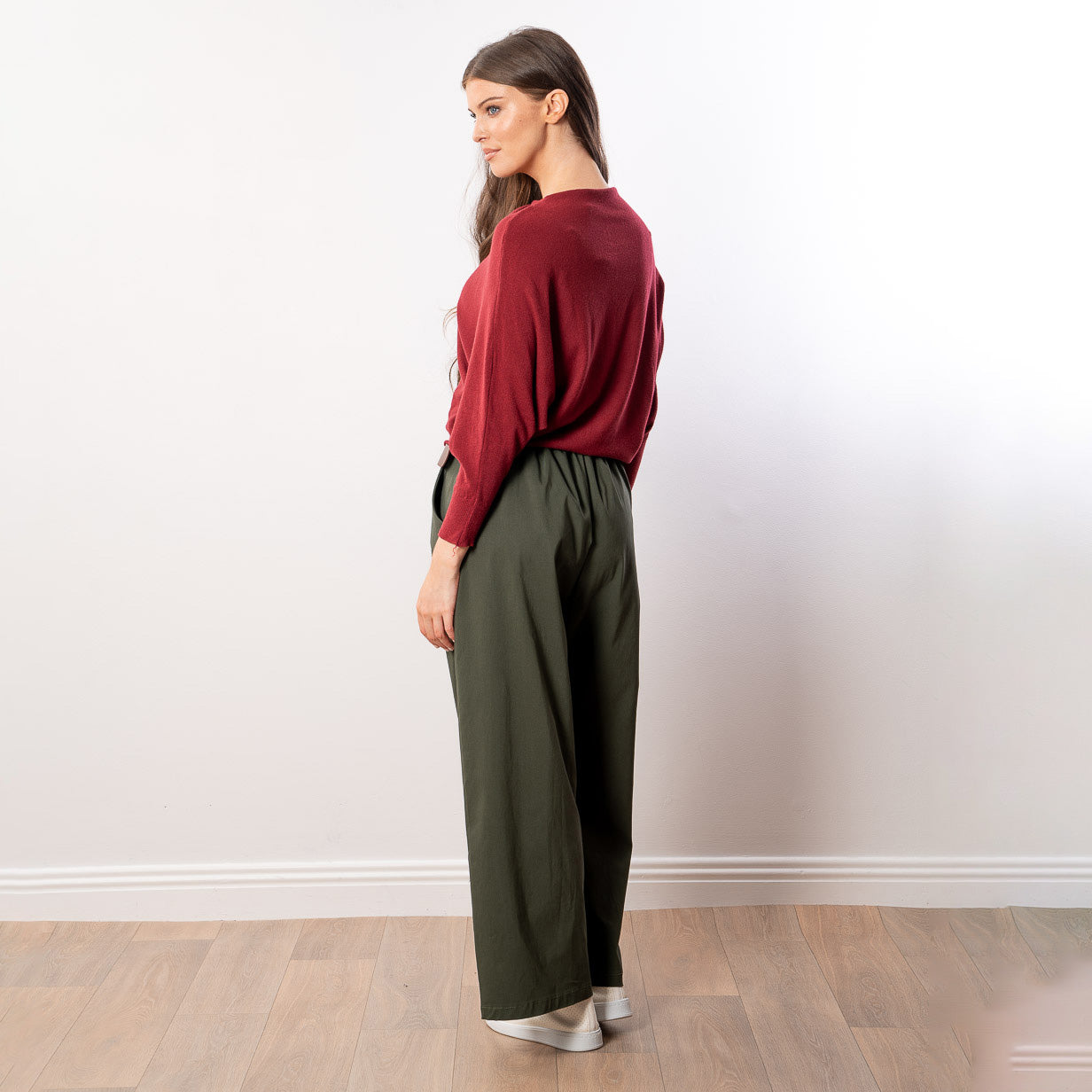 Mariah Batwing Fine Knit Top (Wine)