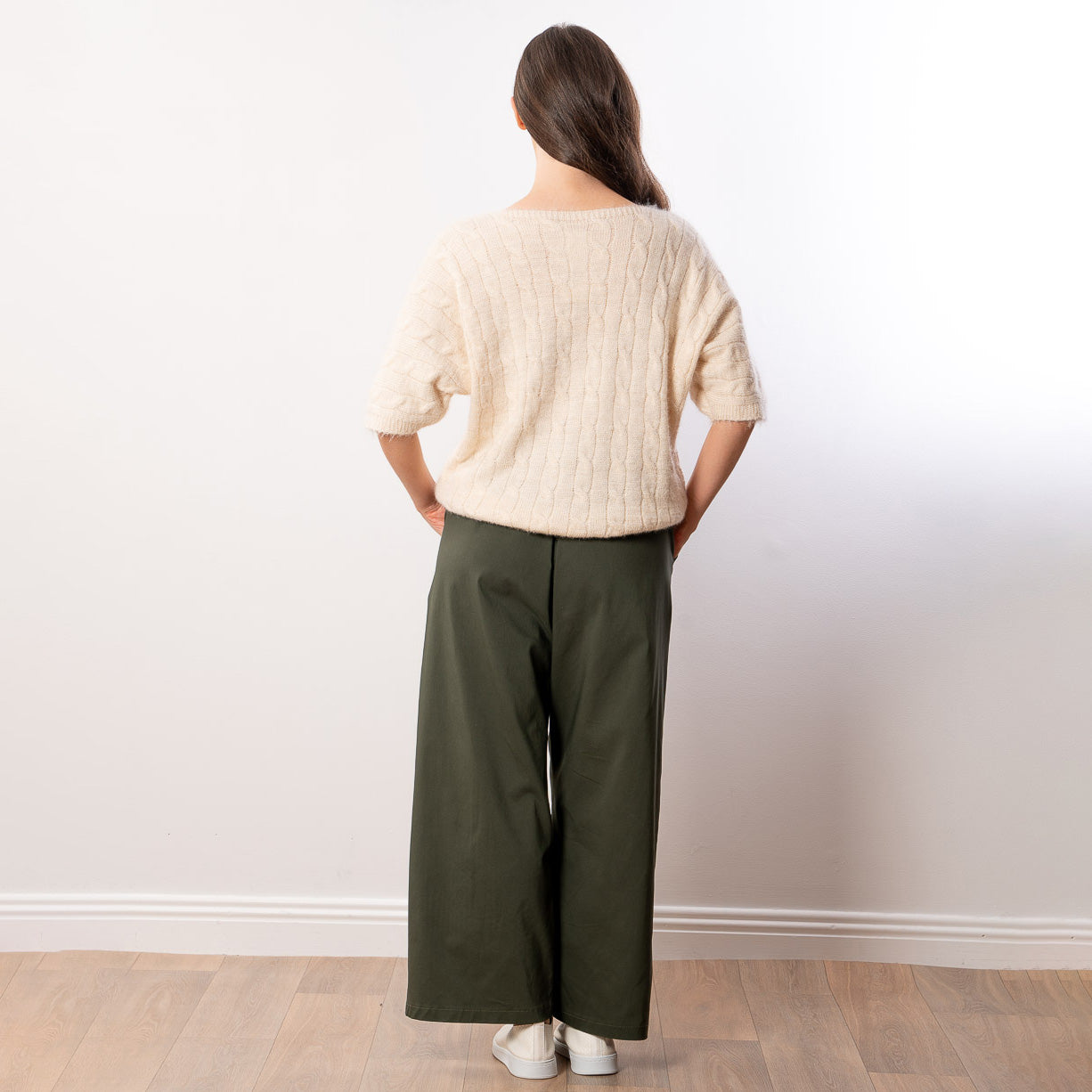 Anna V Neck Top (Beige)