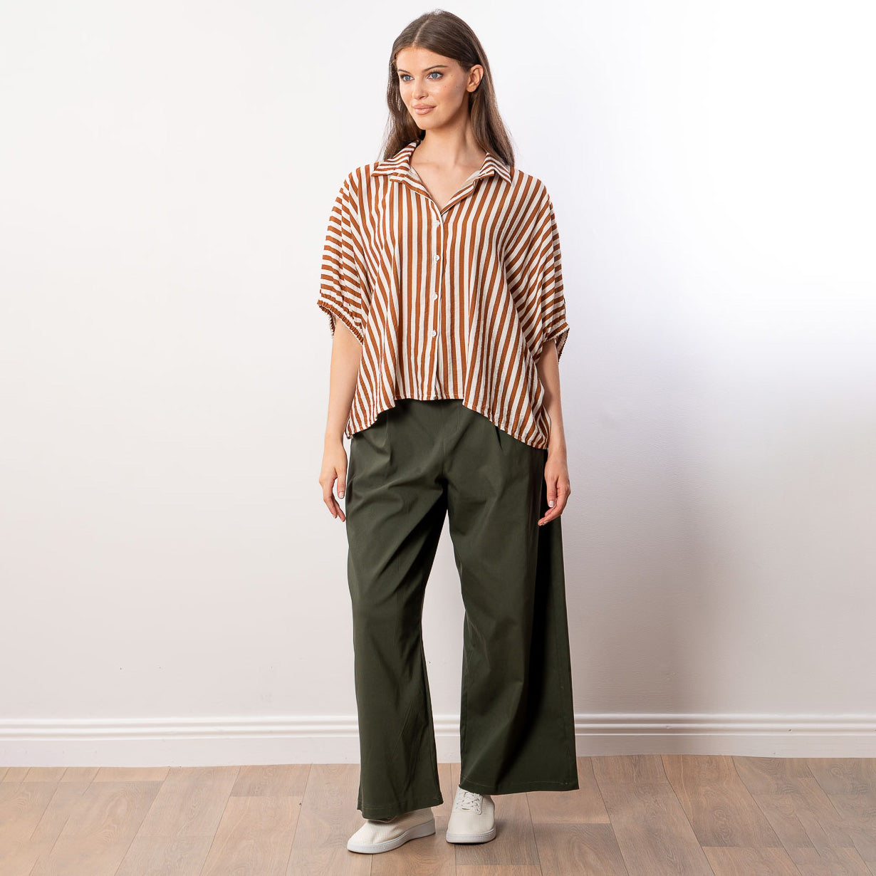 Athena Stripe Top (Brown)