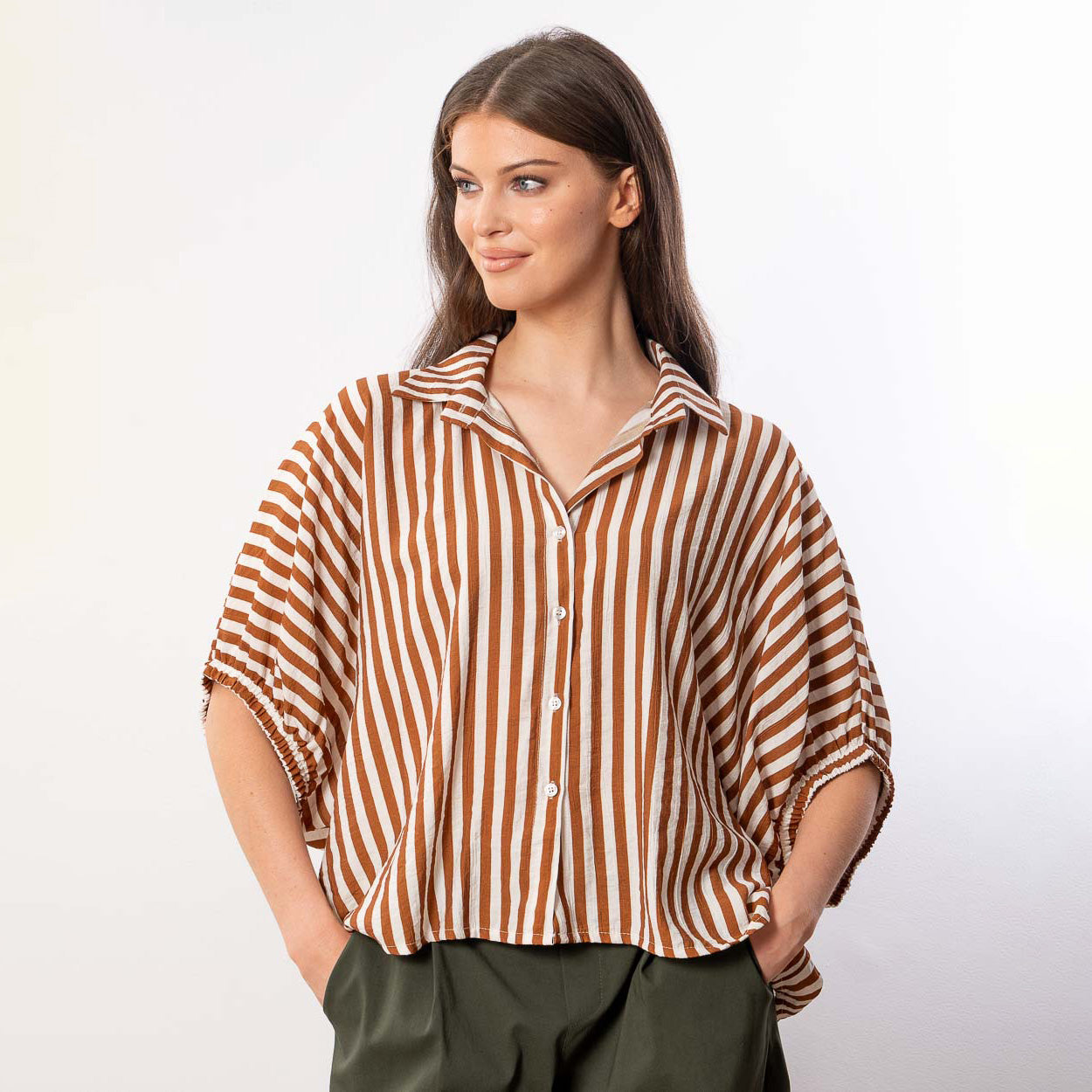 Athena Stripe Top (Brown)
