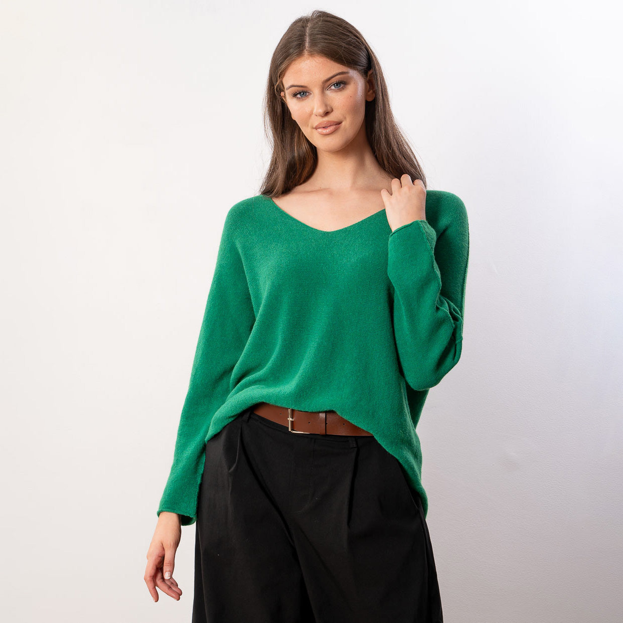 Kylie V Neck Jumper (Green)
