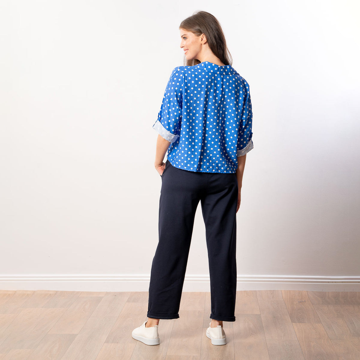 Julia Top (Blue Polka Dot)