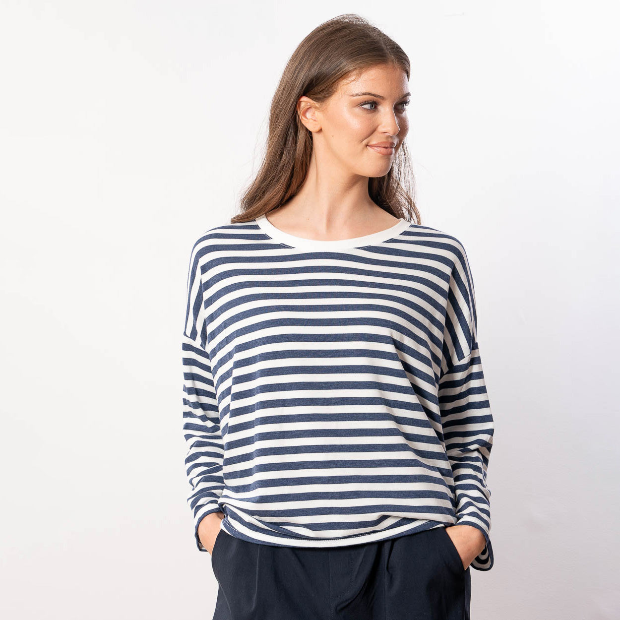 Florence Stripe Top (Navy/White)
