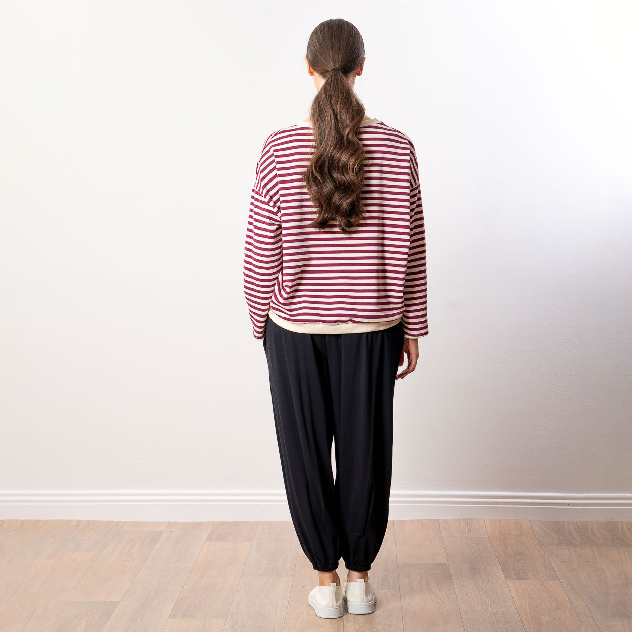 Florence Stripe Top (Berry/Beige)