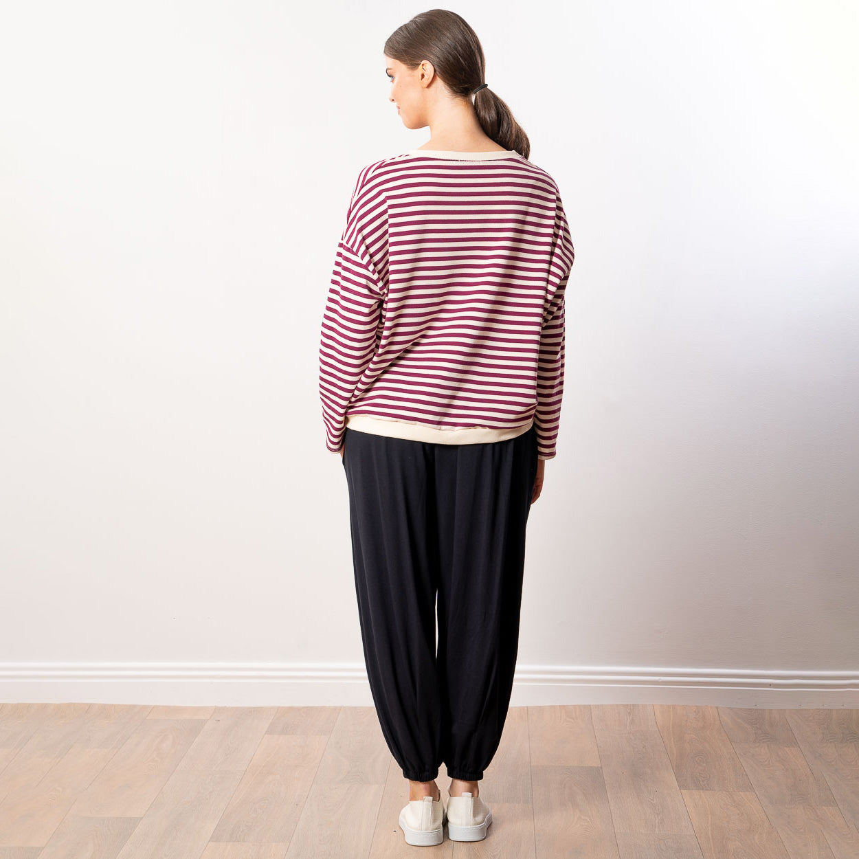 Florence Stripe Top (Berry/Beige)