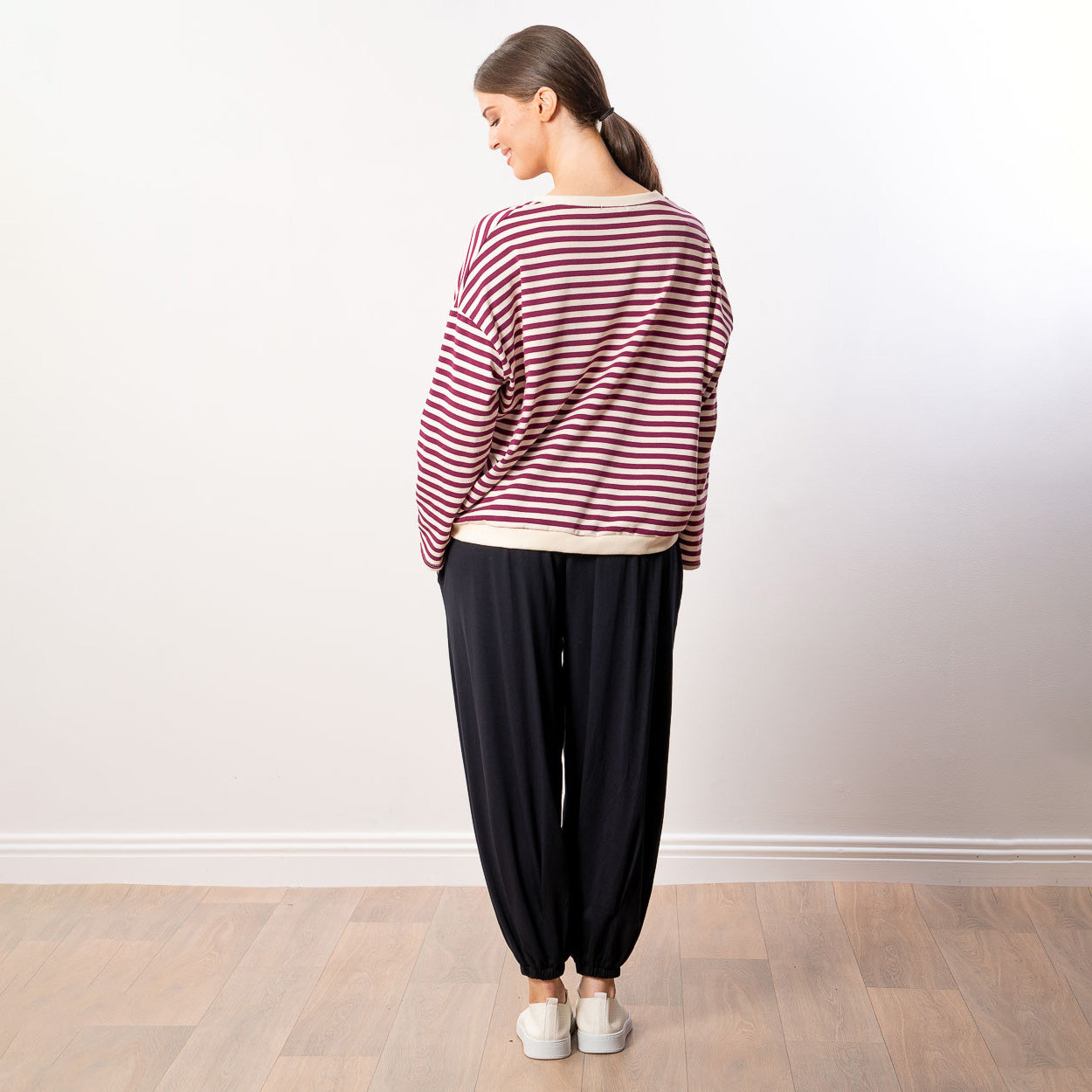 Florence Stripe Top (Berry/Beige)