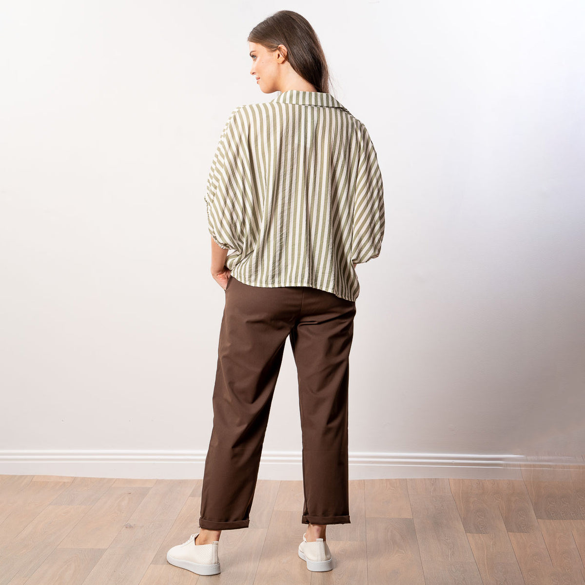 Athena Stripe Top (Khaki)
