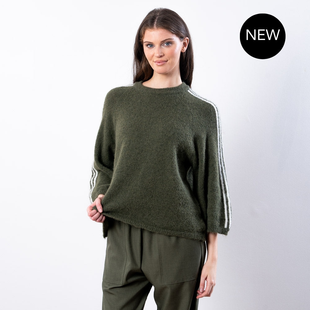 Debbie Knit Jumper Stripe (Khaki)
