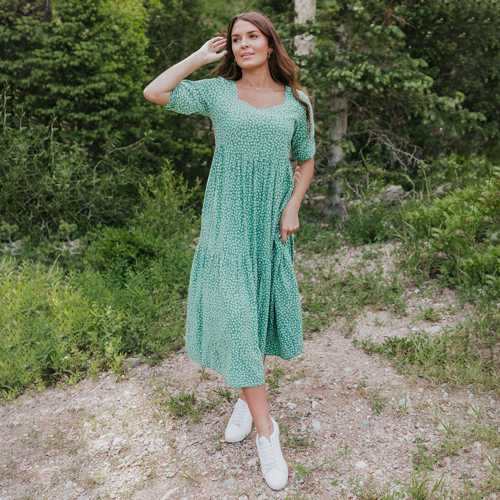 Delta Dress (Green Floral)