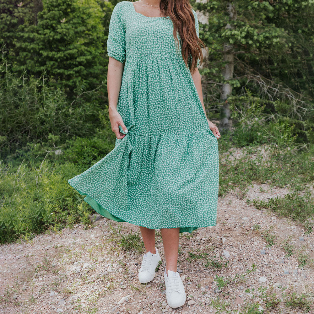 Delta Dress (Green Floral)