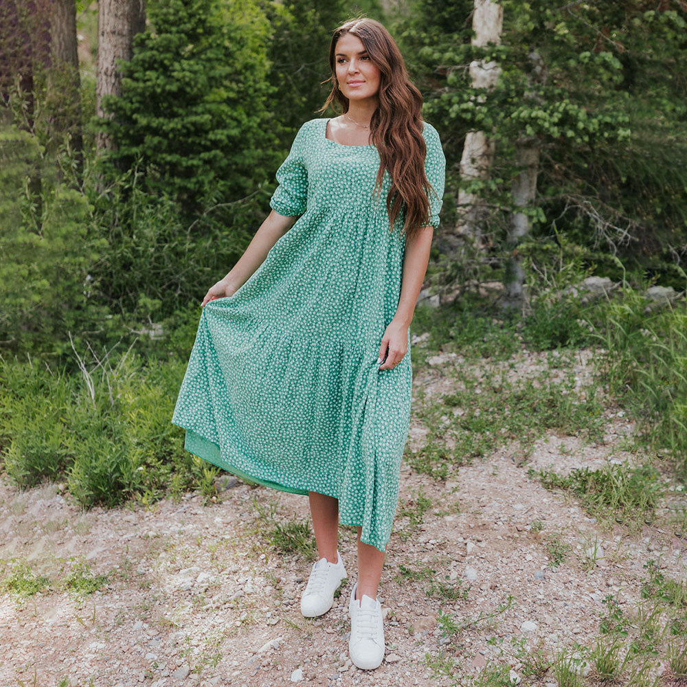 Delta Dress (Green Floral)