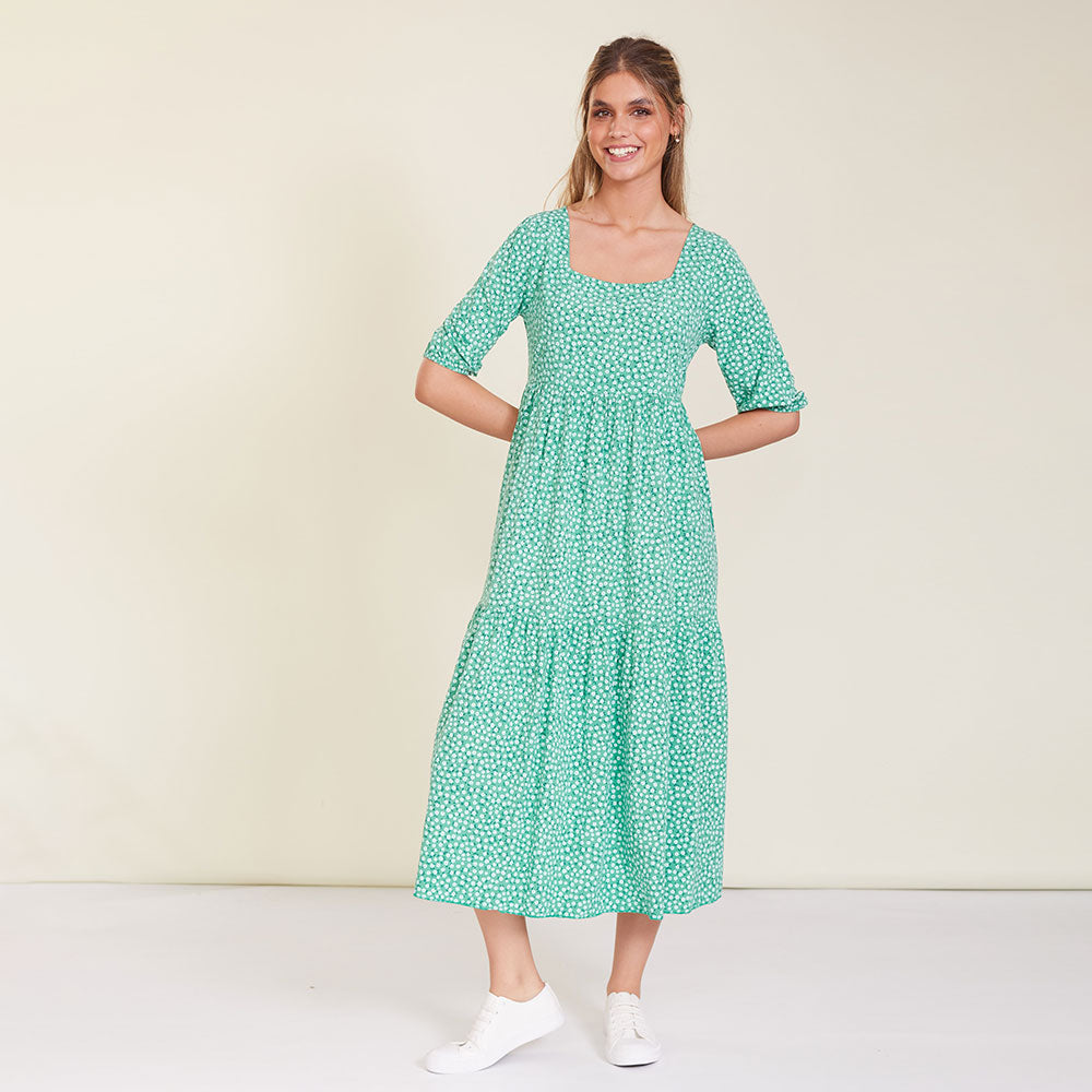 Delta Dress (Green Floral)