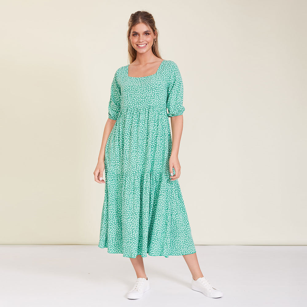 Delta Dress (Green Floral)