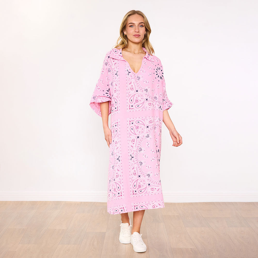 Diana Dress in pink bandana print – women's dress – view 2
