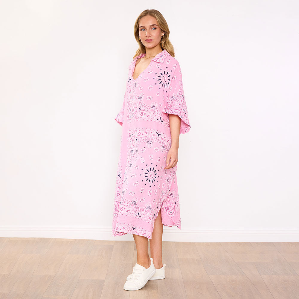 Diana Dress in pink bandana print – women's dress – view 7