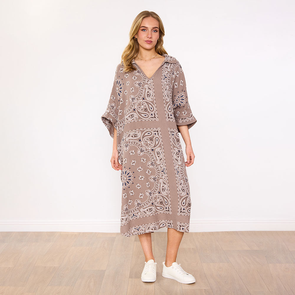 Diana Dress in taupe bandana print – women's dress – view 6