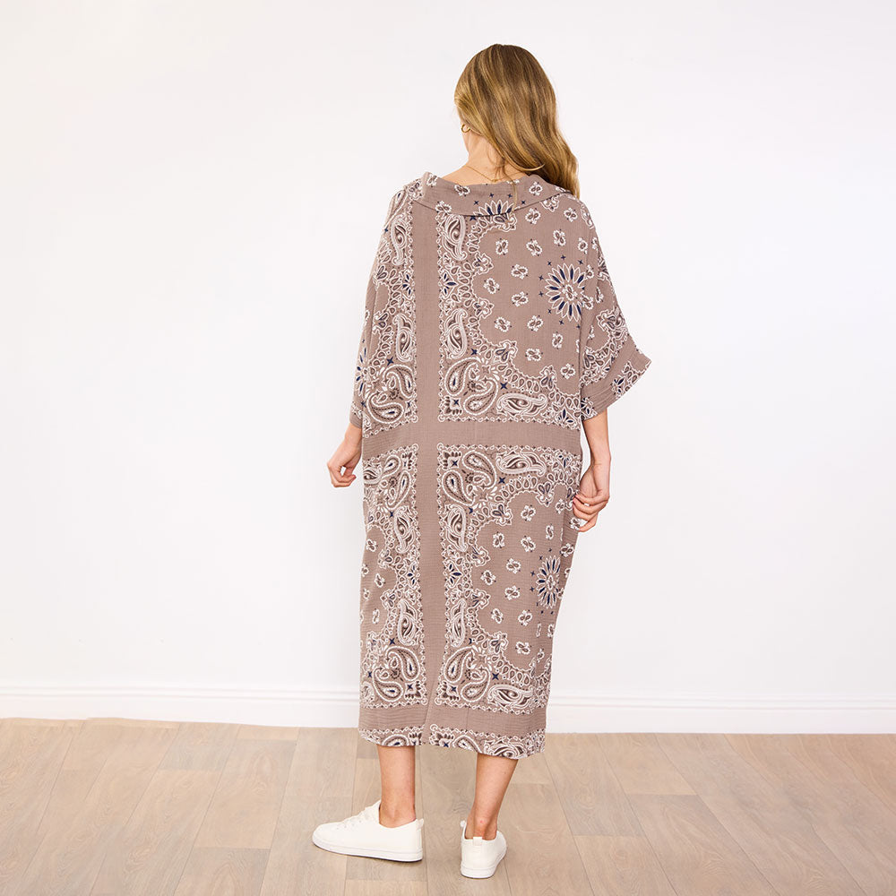 Diana Dress in taupe bandana print – women's dress – view 9
