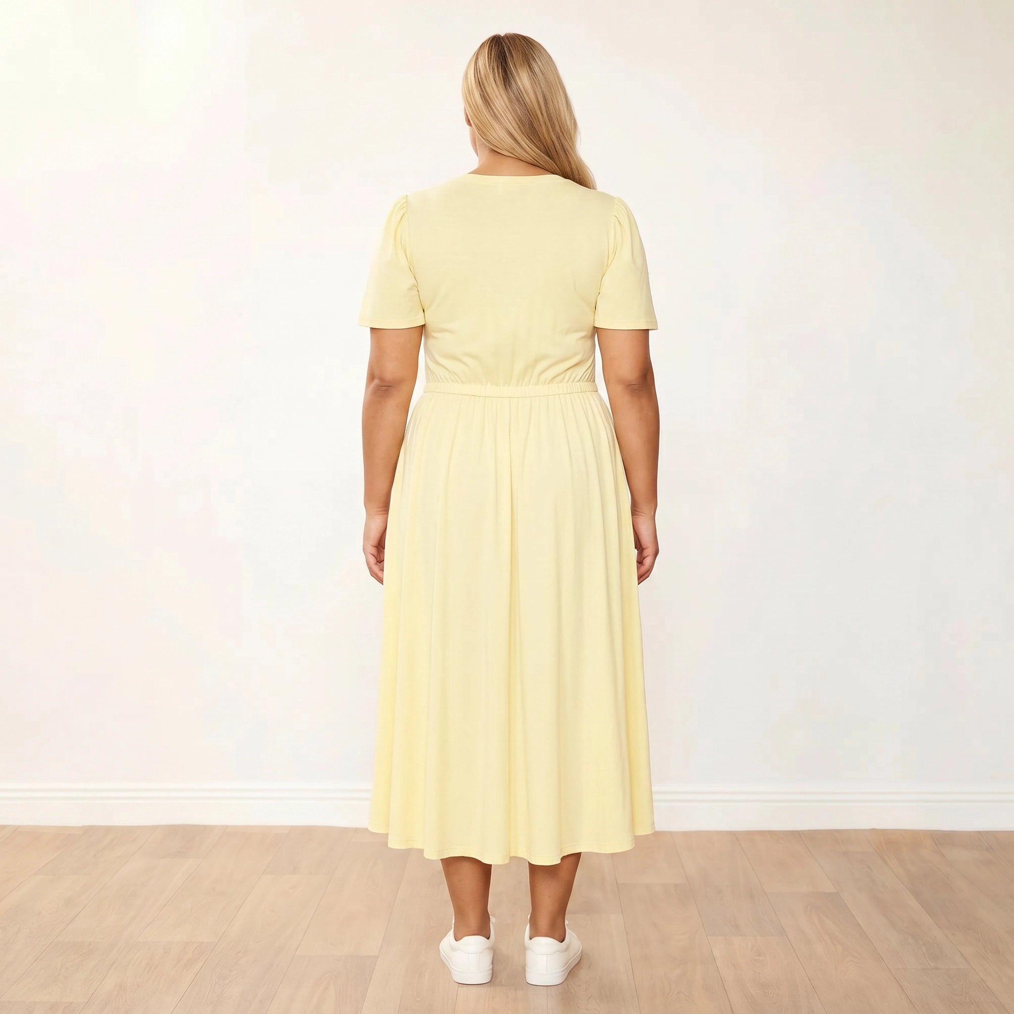 Eilish Dress Lemon - Plus Size XXL - Back View