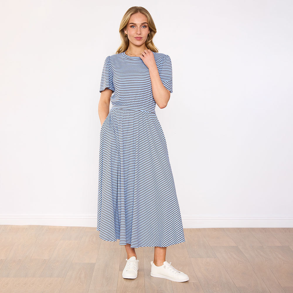 Eilish Dress (Blue/Brown)