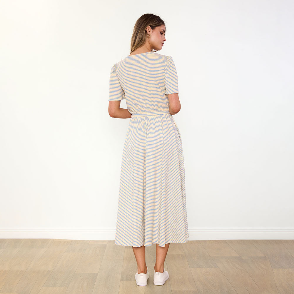 Eilish Dress (Cream/Blue)