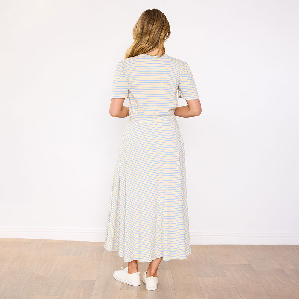 Eilish Dress (Cream/Blue)