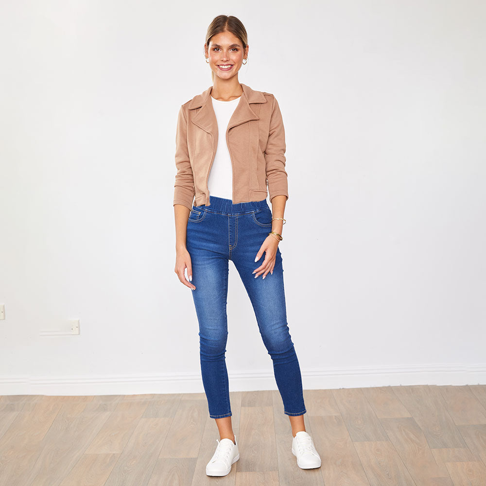 Tara Biker Jeans (Black) & Ella Blazer Tan (2 for €82)