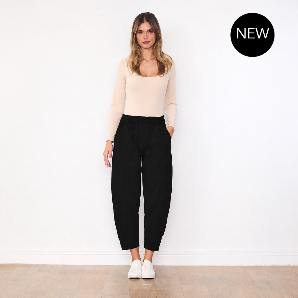 Elora Barrel Leg Trousers (Black)
