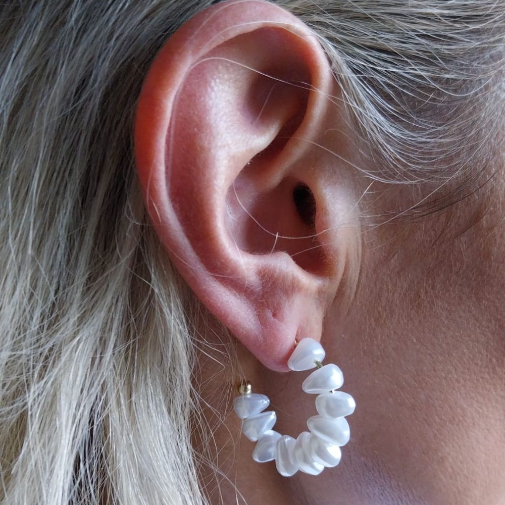 Faux Pearl Bead Earrings (White)